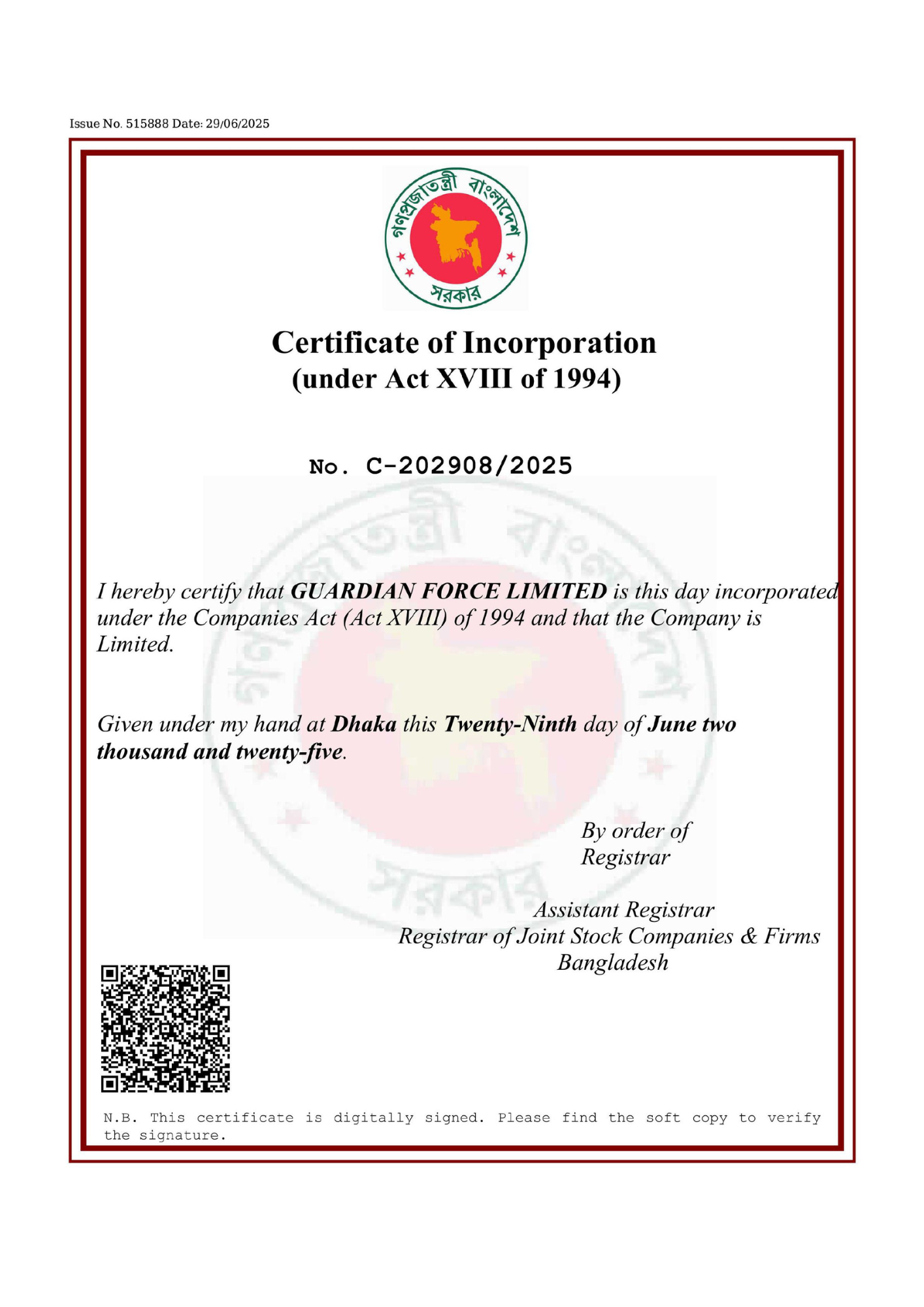 Certificate of Incorporation